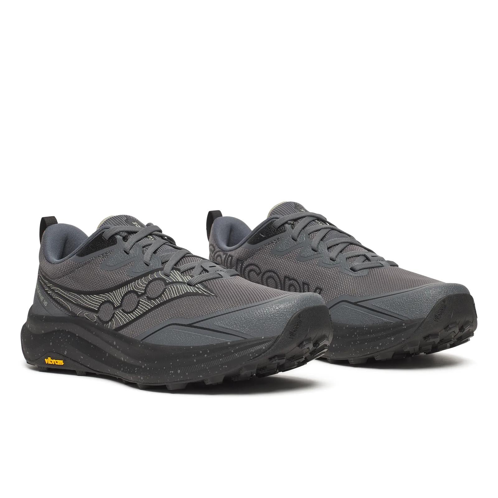 Saucony PEREGRINE 16 Men Wide in Carbon / Black running shoe photo 2 | MotionLab