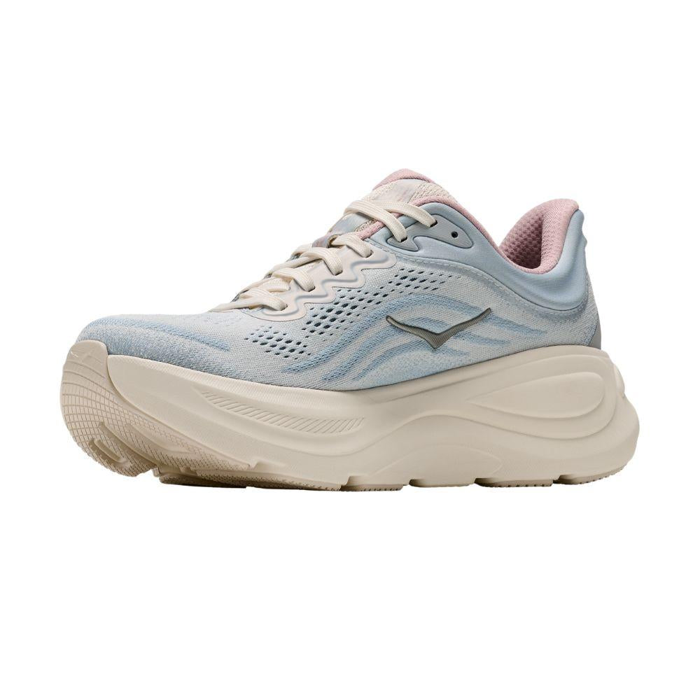 HOKA Bondi 9 GLM Women Wide in Alabaster / Mineral Blue running shoe photo 3 | MotionLab