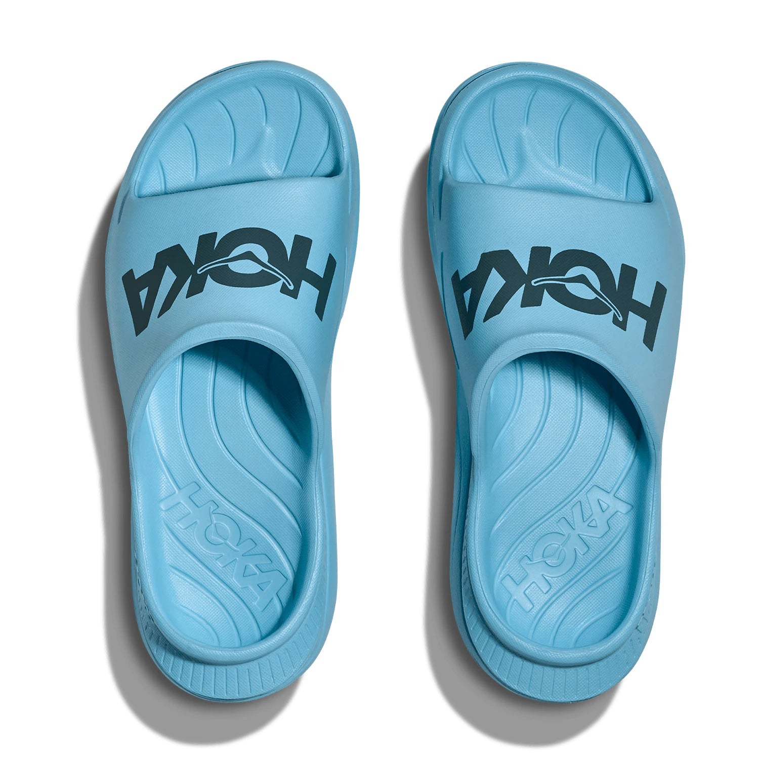 Hoka Ora Athletic Slide Unisex in Soaring Blue / Faded Navy running shoe photo 60 | MotionLab