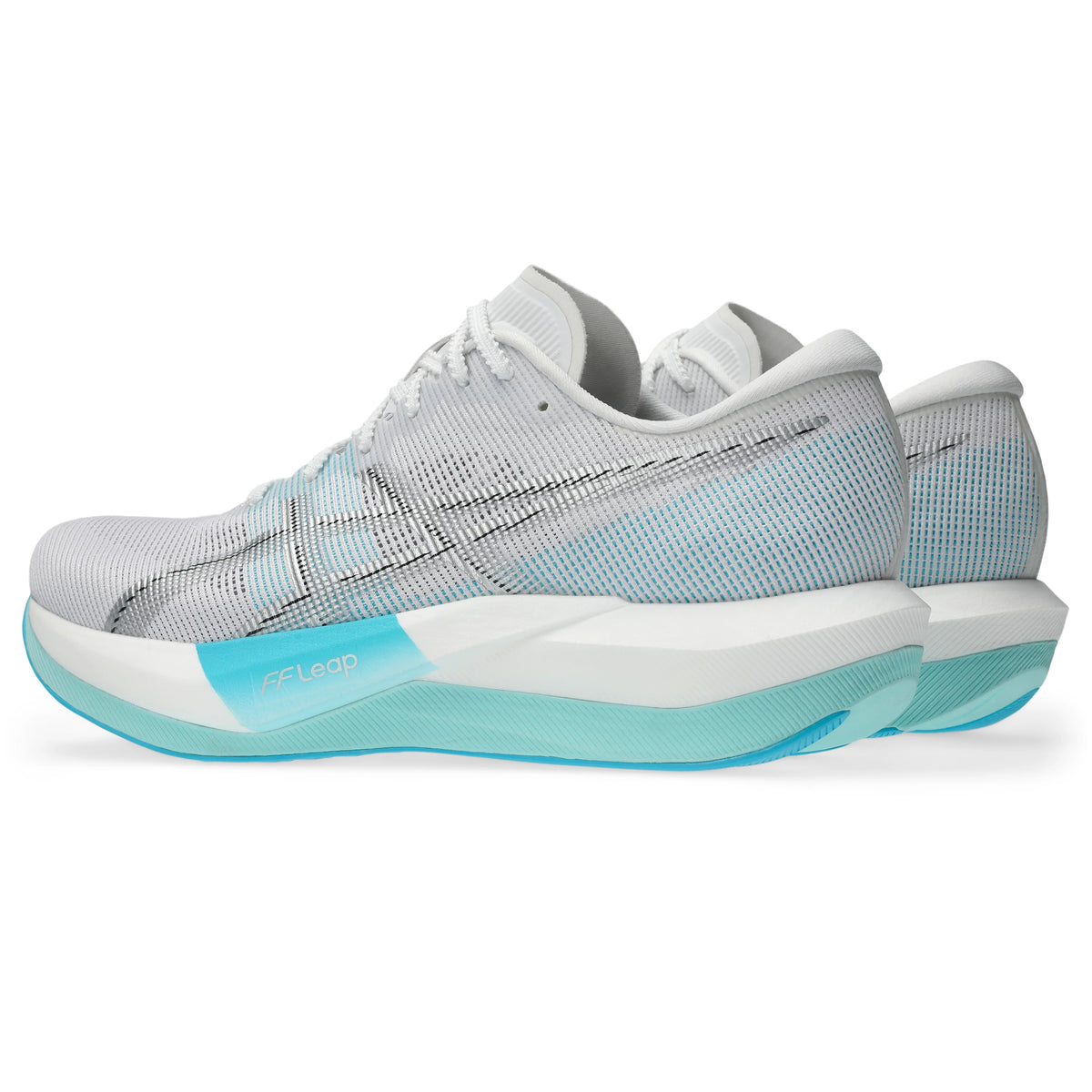 ASICS Magic Speed 5 Unisex Regular in White / Pure Silver — opposite front angle view | MotionLab