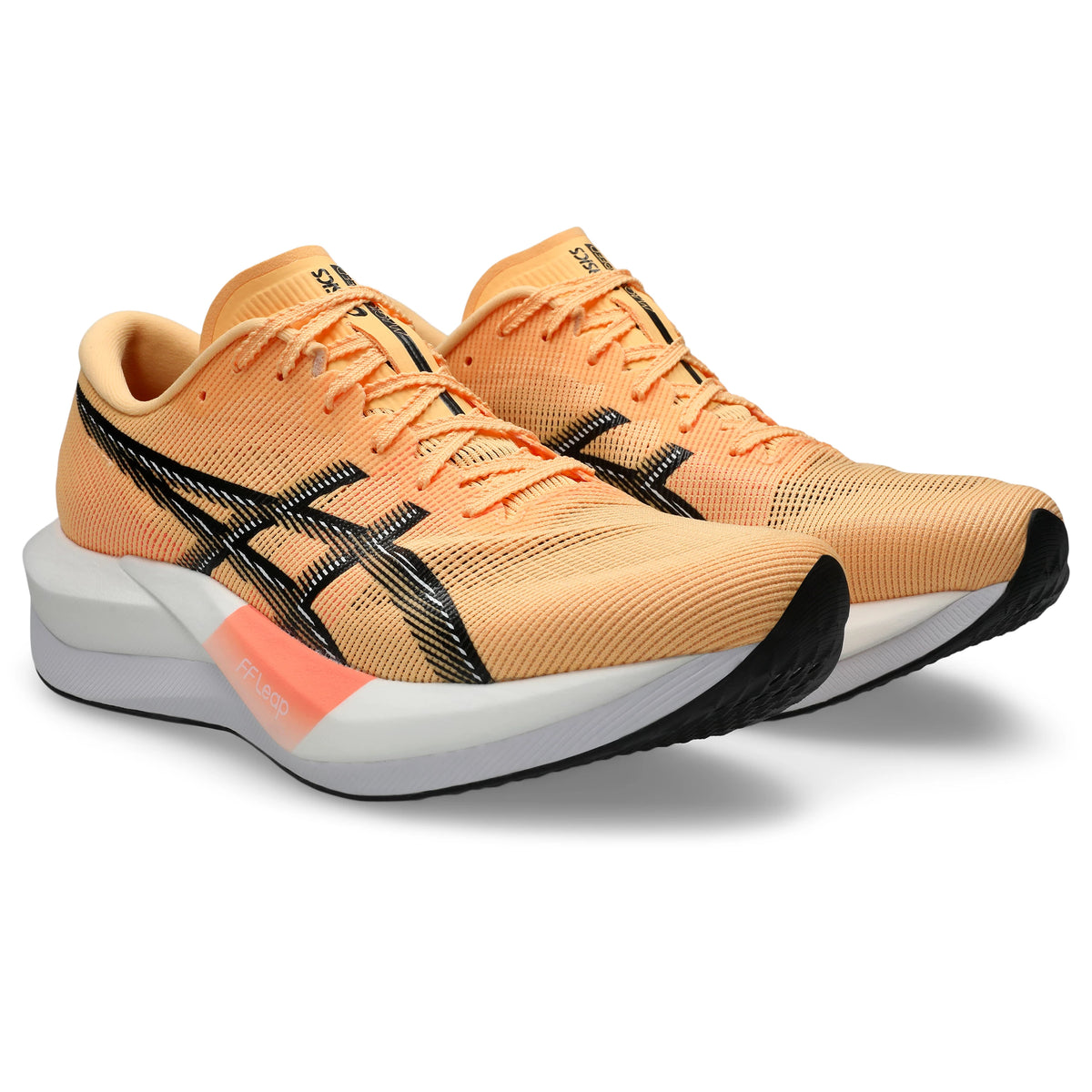 ASICS Magic Speed 5 Unisex Regular in Orange Glow / Black — front angle view | MotionLab