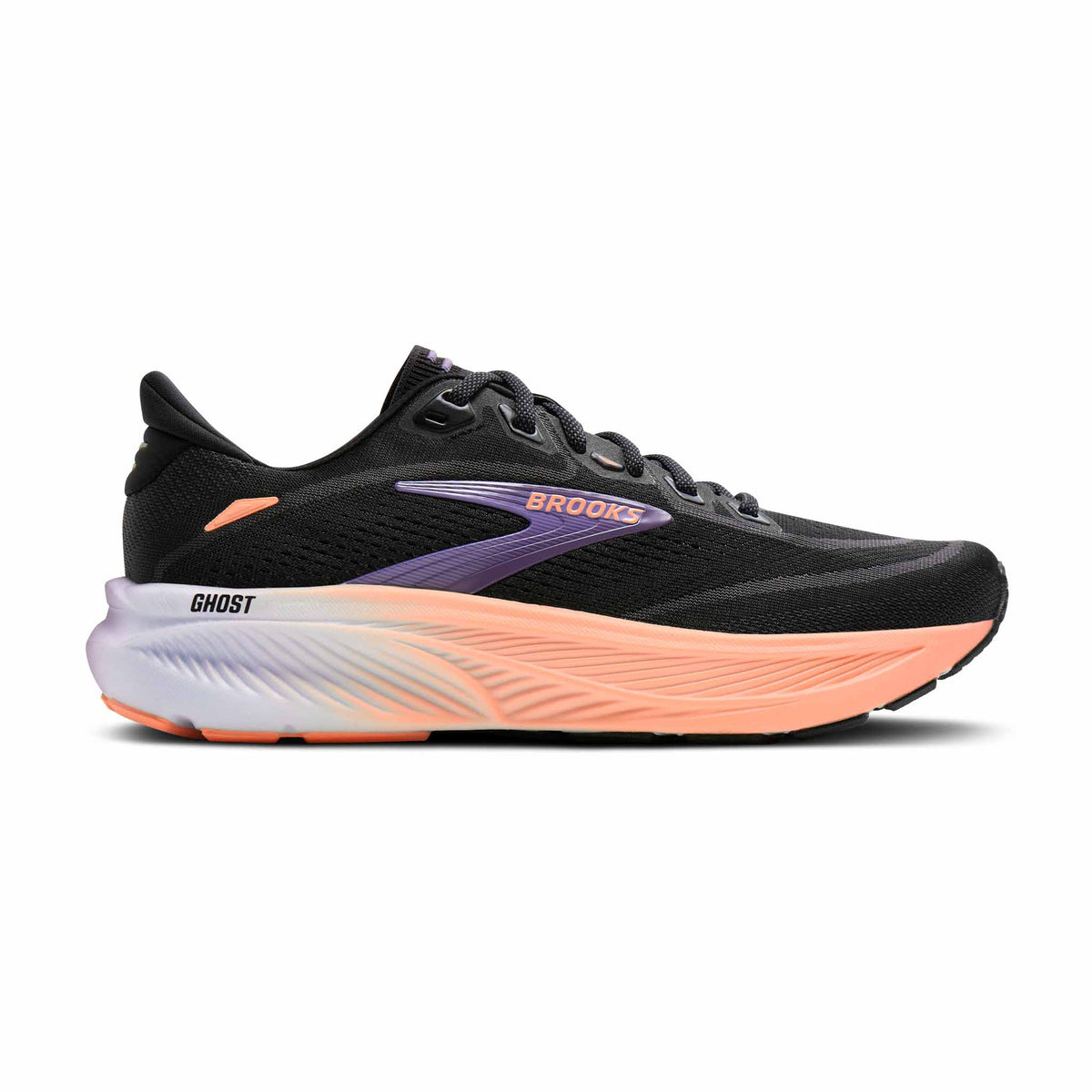 Brooks Ghost 18 Women Regular in Black / Mulled Grape / Peach running shoe photo 1 | MotionLab