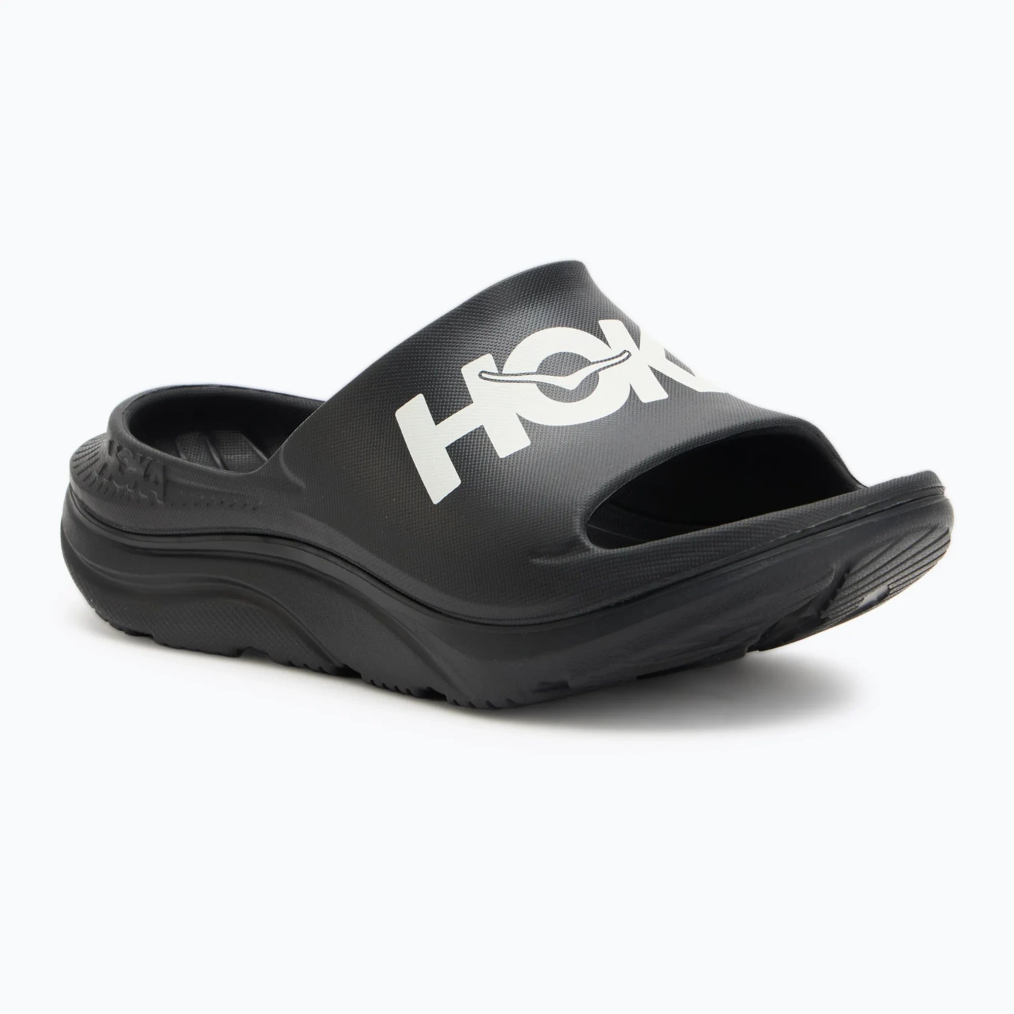 Hoka Ora Athletic Slide Unisex in Black / White running shoe photo 51 | MotionLab