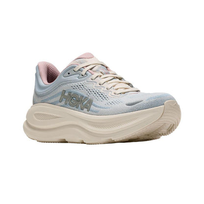 HOKA Bondi 9 GLM Women Wide in Alabaster / Mineral Blue running shoe photo 6 | MotionLab