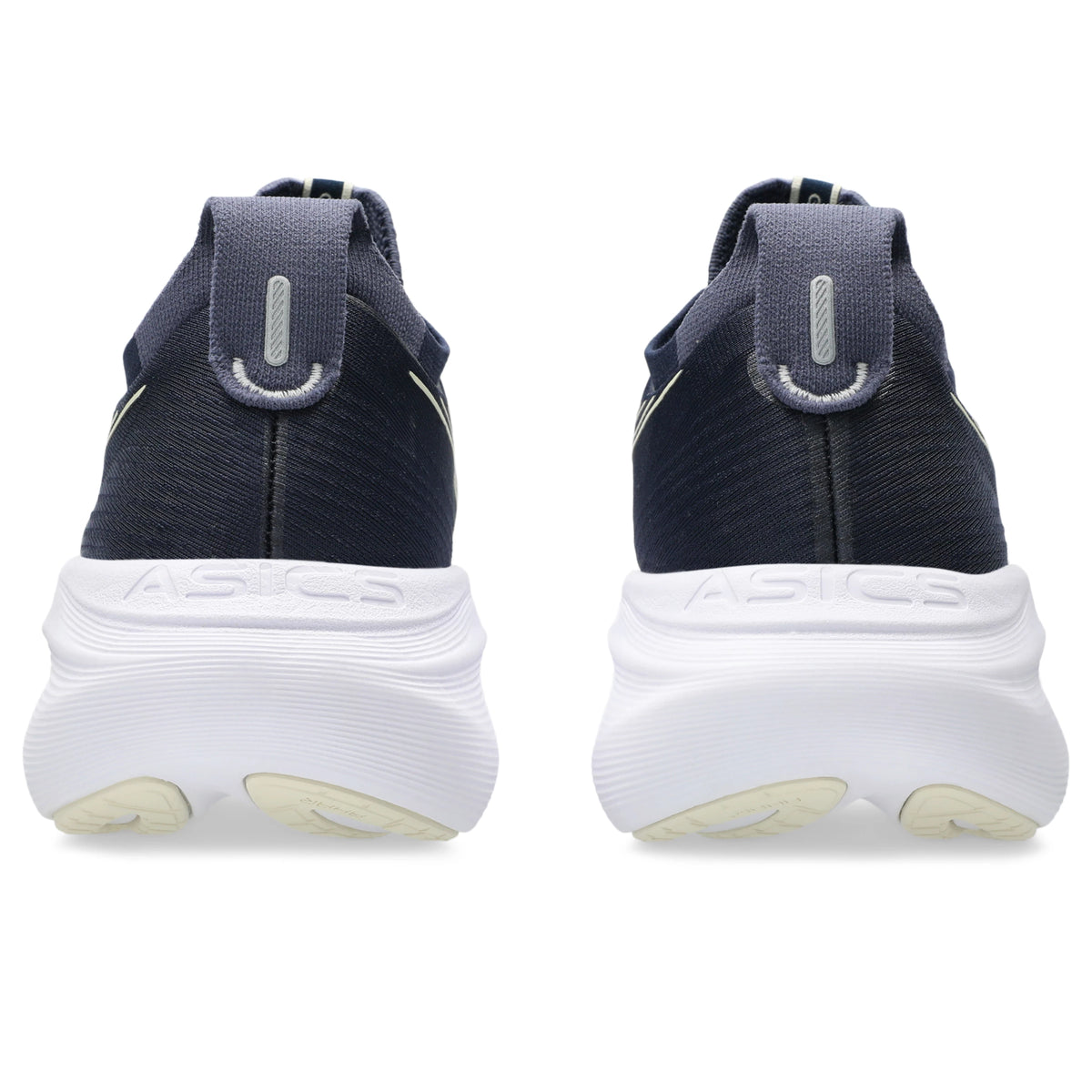 ASICS Gel Nimbus 27 Men Regular in Midnight / Vanilla — back view | MotionLab