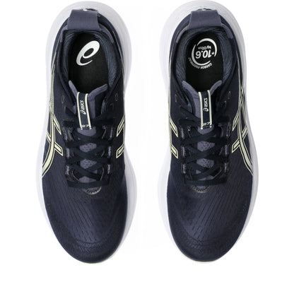 ASICS Gel Nimbus 27 Men Regular in Midnight / Vanilla — top view | MotionLab
