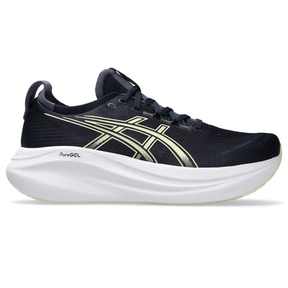 ASICS Gel Nimbus 27 Men Regular in Midnight / Vanilla — opposite side view | MotionLab