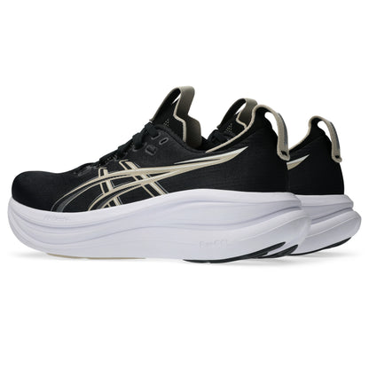 ASICS Gel-Nimbus 28 Men Wide in Black / Feather Grey — opposite front angle view | MotionLab