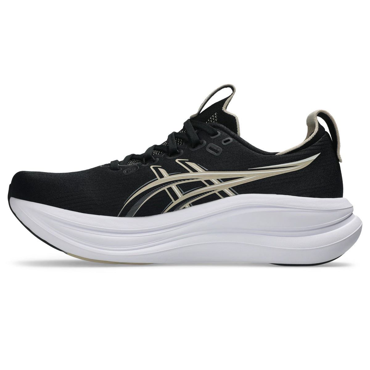 ASICS Gel-Nimbus 28 Men Wide in Black / Feather Grey — right side view | MotionLab