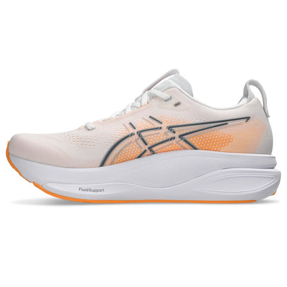 ASICS Gel-Kayano 33 Men Regular in White / Stadium Orange — right side view | MotionLab