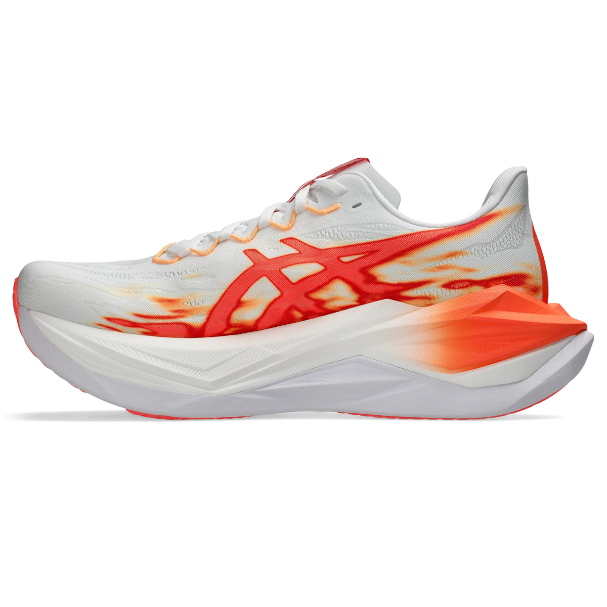 ASICS Superblast 3 Unisex Regular in White / Orange Glow — right side view | MotionLab